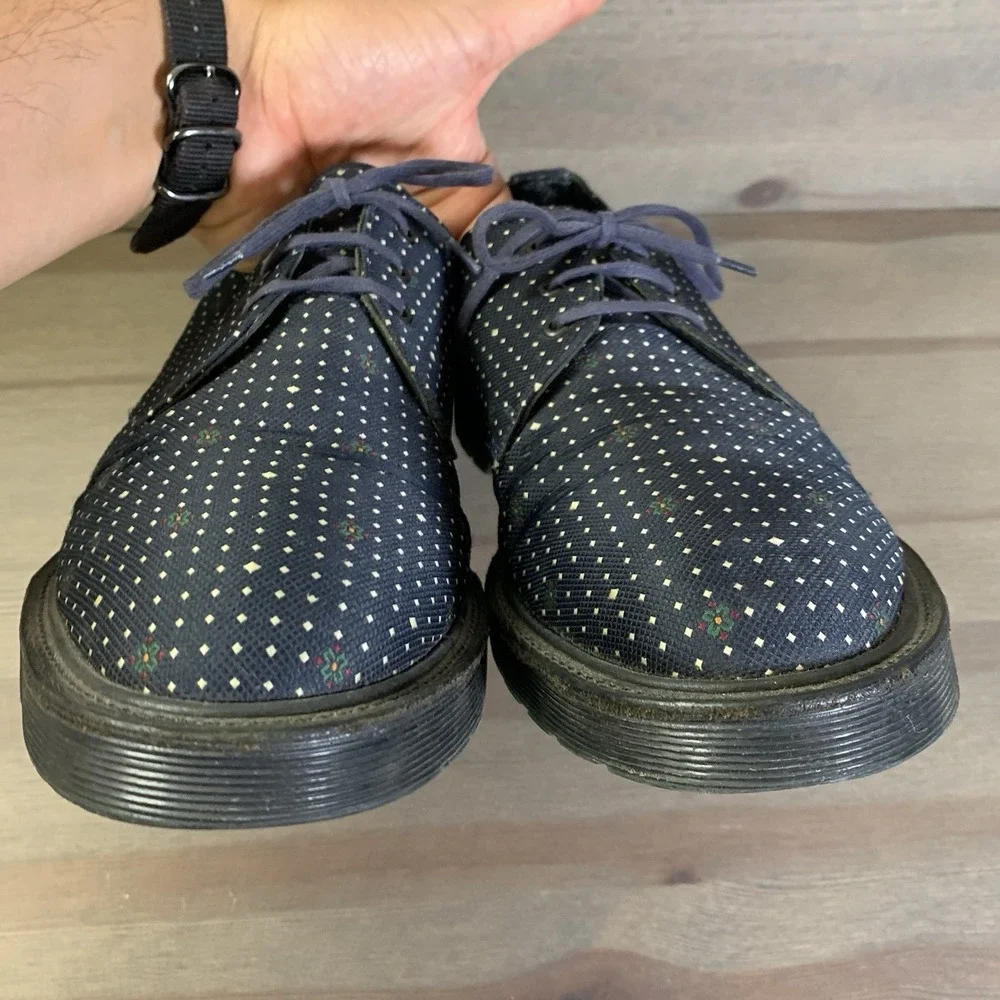 Dr. Martens 1461 Shoes Adult 9‎ US Navy Blue Polka Dot Made In England 14973410